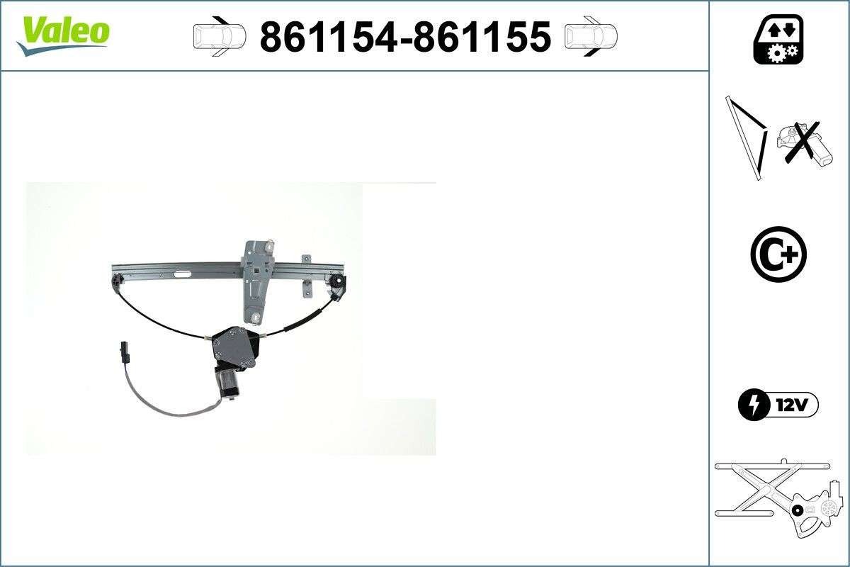 Fönsterhiss VALEO 861155 VALEO 861155 Fönsterhissar bak (vänster och höger) Toyota HILUX Pick-up 2011