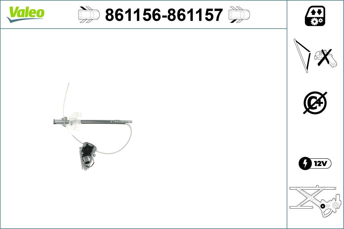 Fönsterhiss VALEO 861157 VALEO 861157: Fönsterhiss Toyota HILUX Pick-up 2011