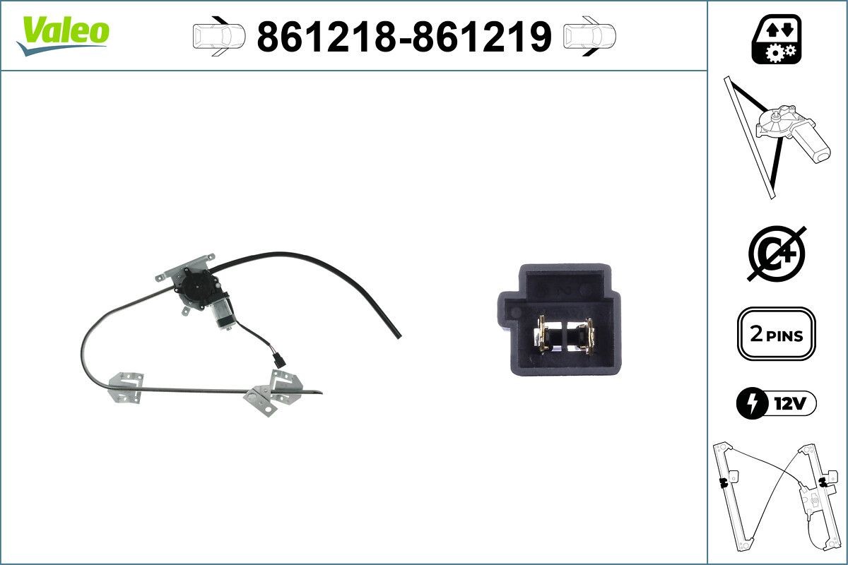 VALEO Rudehejs 861218 Vinduesløfter VALEO Jeep CHEROKEE 861218