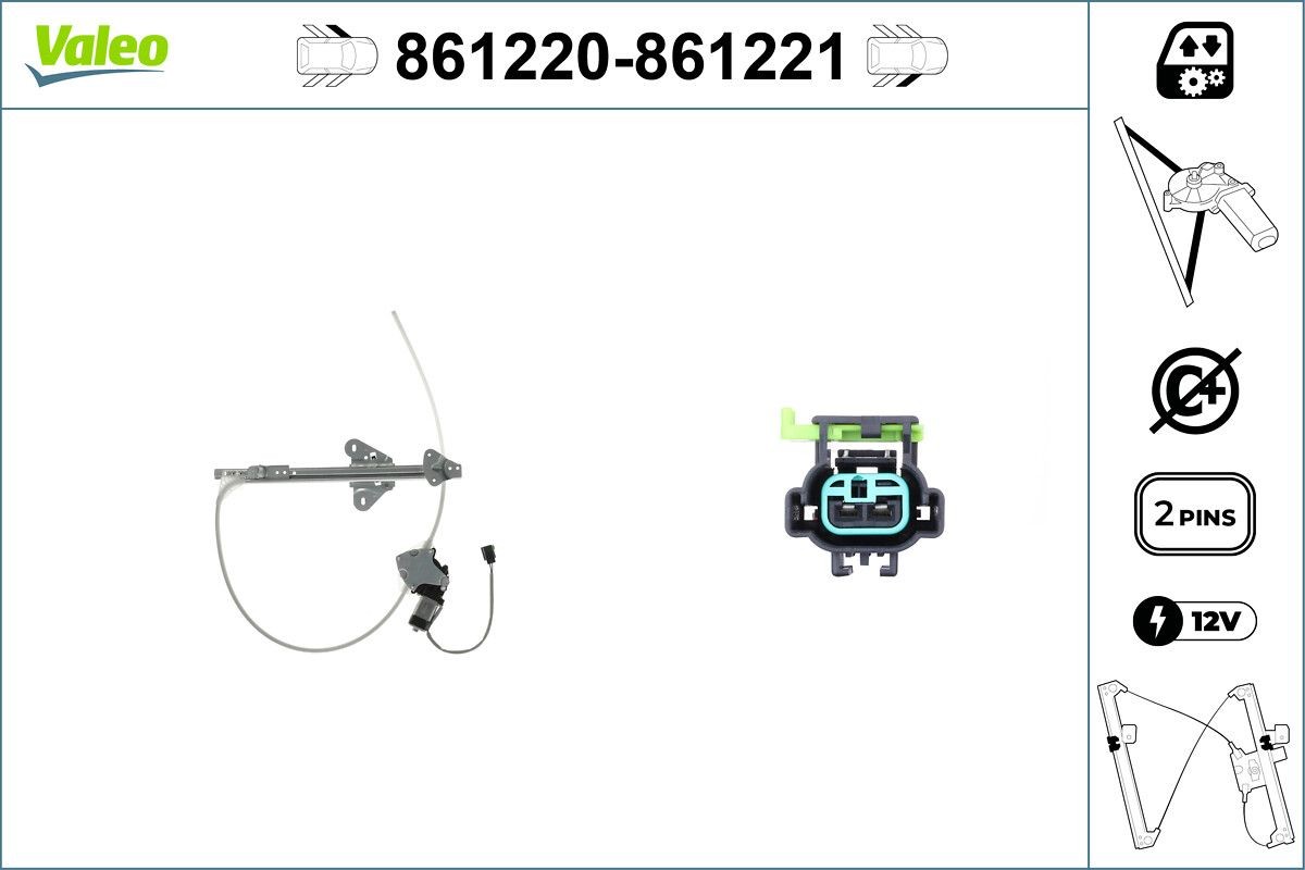 VALEO Rudehejs 861220 Ruderegulator VALEO Jeep CHEROKEE 861220