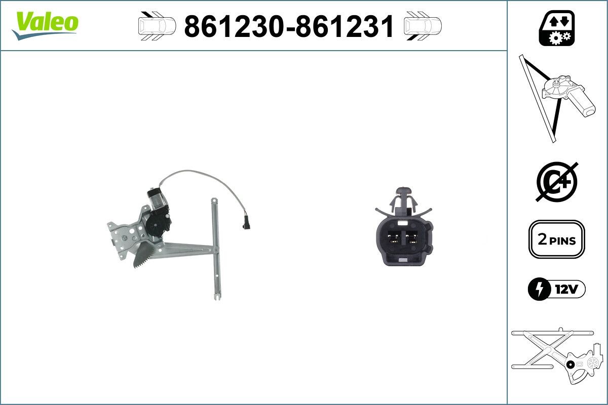 VALEO Raammechanisme 861230 VALEO 861230 Raam, mechanisme Toyota Rav4 xa1 goedkoop