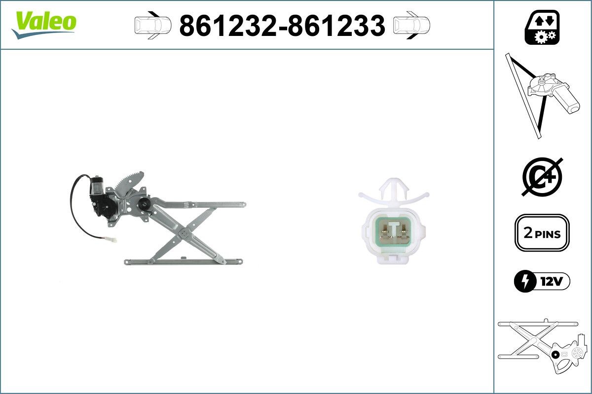 Fönsterhiss VALEO 861233 VALEO 861233: Fönster lyftare Toyota HILUX Pick-up 1999