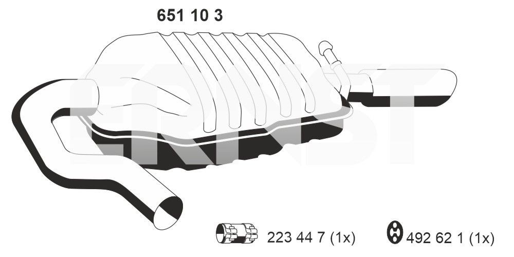 Silencieux arrière ERNST 651103 ERNST 651103 Silencieux d'échappement VOLVO XC70 2010