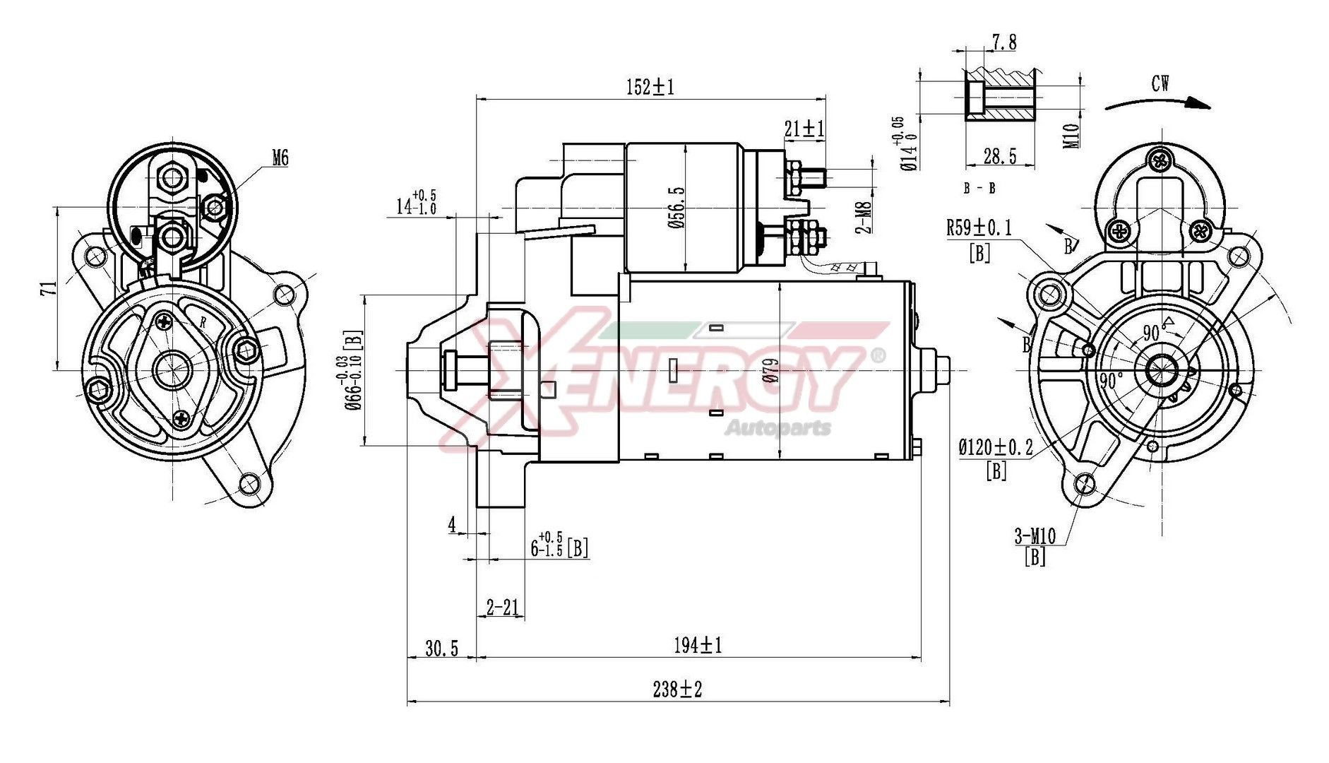 AP XENERGY Starter XST10415AD Starter motor AP XENERGY Peugeot J5 XST10415AD