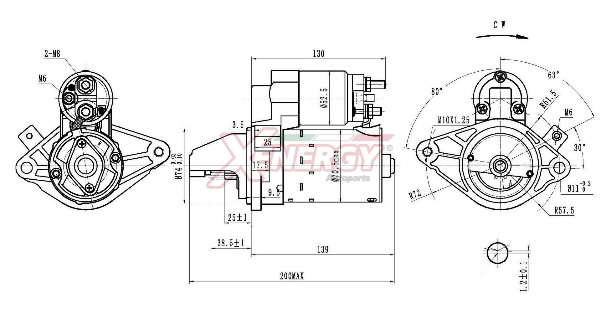 AP XENERGY Startmotor XST17610AD Autostarter AP XENERGY C8 XST17610AD goedkoop