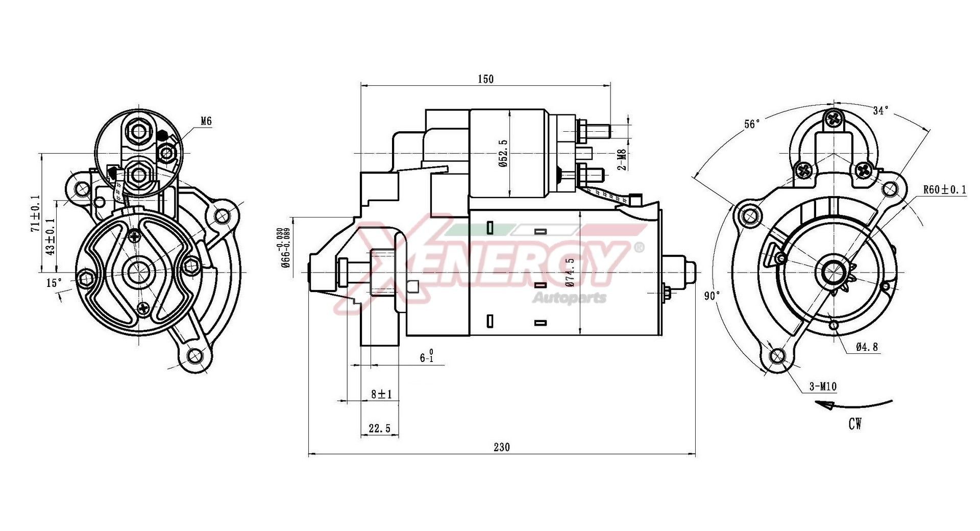 AP XENERGY Starter XST27210AD Startmotor AP XENERGY FIORINO XST27210AD billig