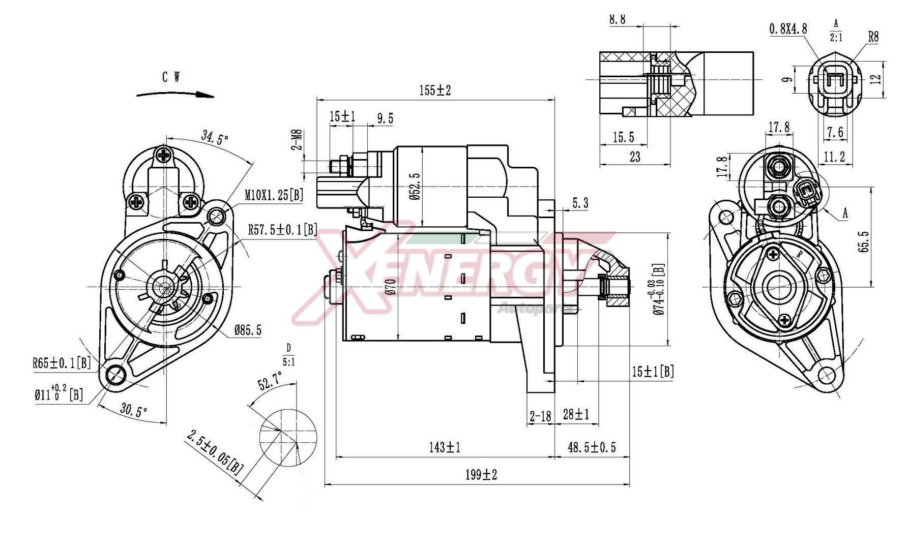 AP XENERGY Startmotor XST38310AD Volkswagen GOLF Starter voor de motor AP XENERGY XST38310AD