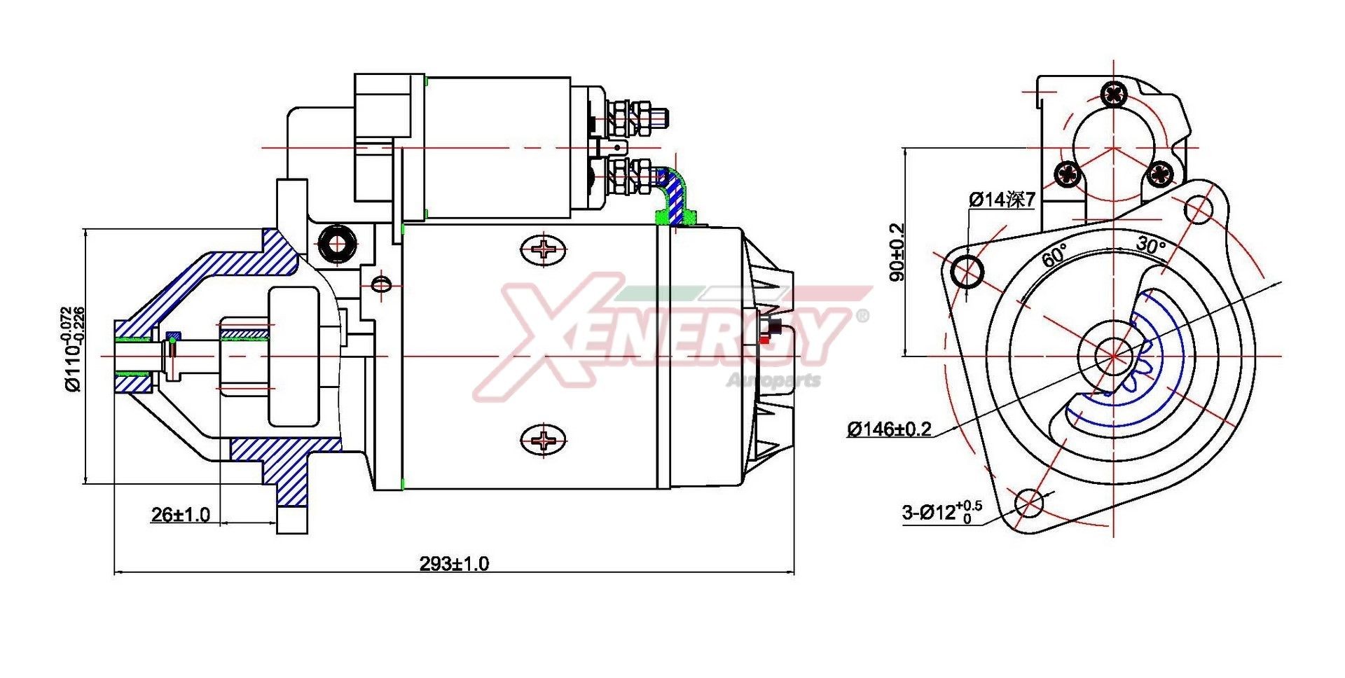 AP XENERGY Starter XST60030AD Startmotor AP XENERGY Opel MOVANO XST60030AD