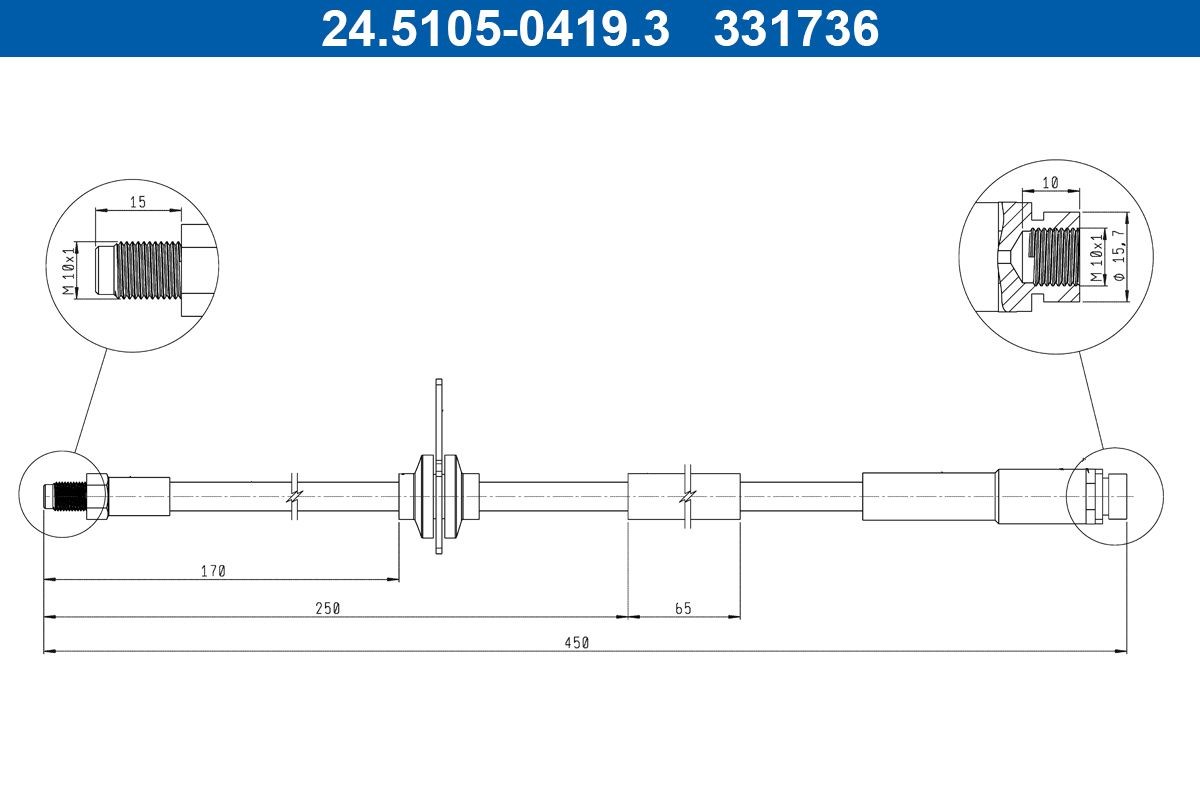 ATE Pidurivoolik 24.5105-0419.3 ATE 24.5105-0419.3 Pidurivoolik Ford Focus mk3 Sedaan hind