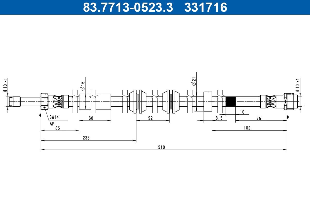Flexible de frein ATE 83.7713-0523.3 ATE 83.7713-0523.3: Flexible de frein Mercedes Classe E 2025