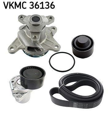 SKF Vattenpump + drivremssats VKMC 36136 OPEL Vivaro B Combi (X82) Flerspårsremssats SKF VKMC 36136