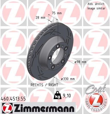ZIMMERMANN Disco freno 460.4513.55 ZIMMERMANN 460.4513.55 Disco freno PORSCHE 911 Coupe (992) Carrera 4 GTS 541 CV 2024