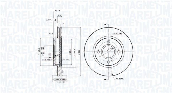 MAGNETI MARELLI Brzdový kotouč 360406210901 Kotúčové brzdy MAGNETI MARELLI MONDEO 360406210901 lacné