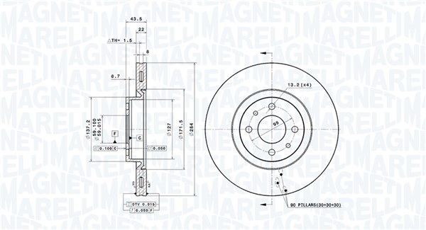 MAGNETI MARELLI Bromsskiva 360406211201 360406211201 MAGNETI MARELLI bromsskivor sport ALFA ROMEO 147