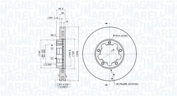 MAGNETI MARELLI Bremseskive 360406212800 Bremseskiver CITROËN MAGNETI MARELLI 360406212800