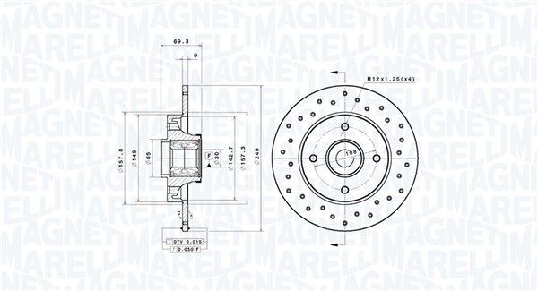 MAGNETI MARELLI Disque de frein 360406218902 Disques MAGNETI MARELLI MOVANO 360406218902 pas cher