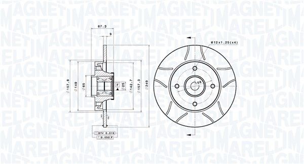 MAGNETI MARELLI Bremseskive 360406221105 360406221105 Sports bremseskiver PEUGEOT 307 MAGNETI MARELLI