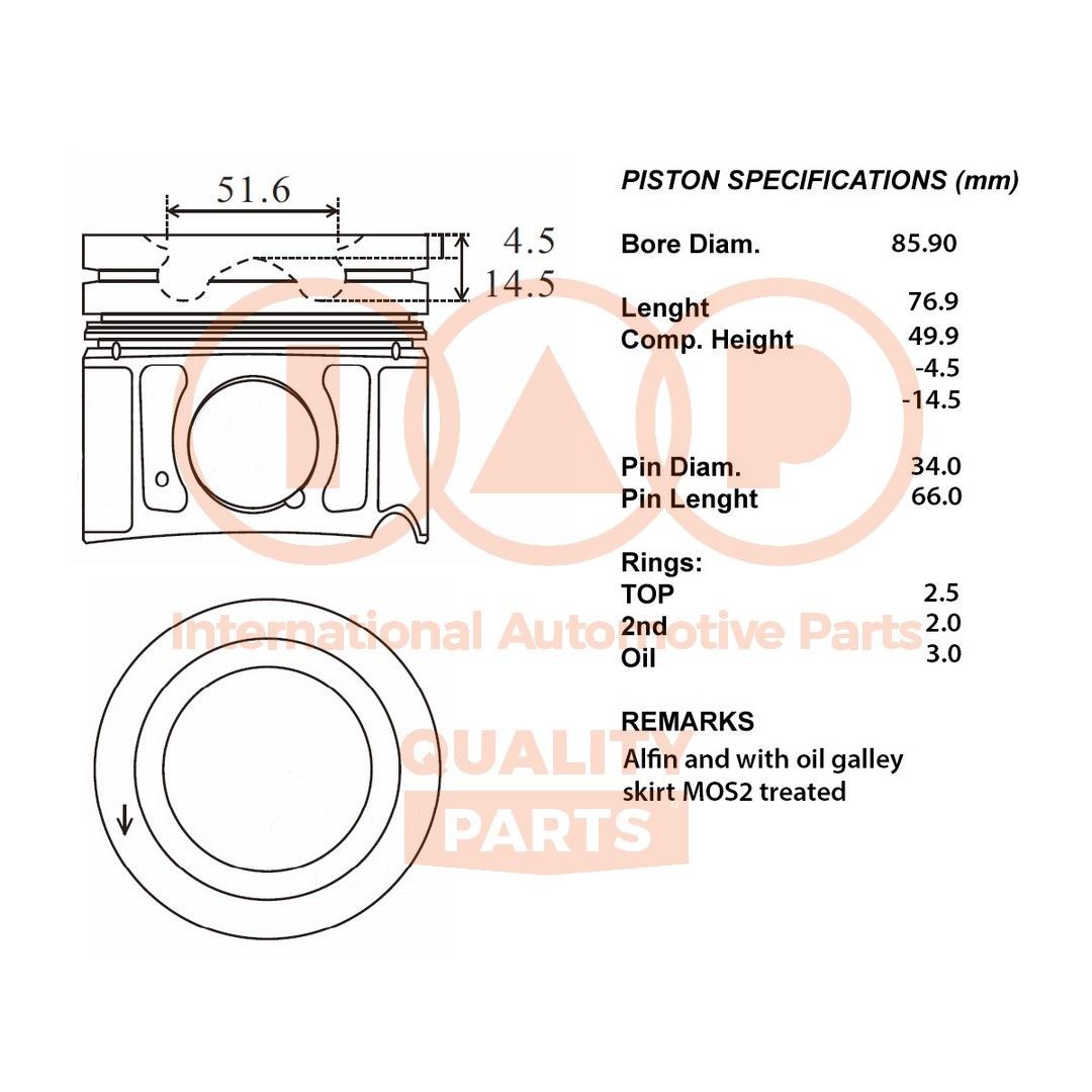 IAP QUALITY PARTS Pistone motore 100-07009 IAP QUALITY PARTS 100-07009 Pistone Kia Rio 3 prezzo