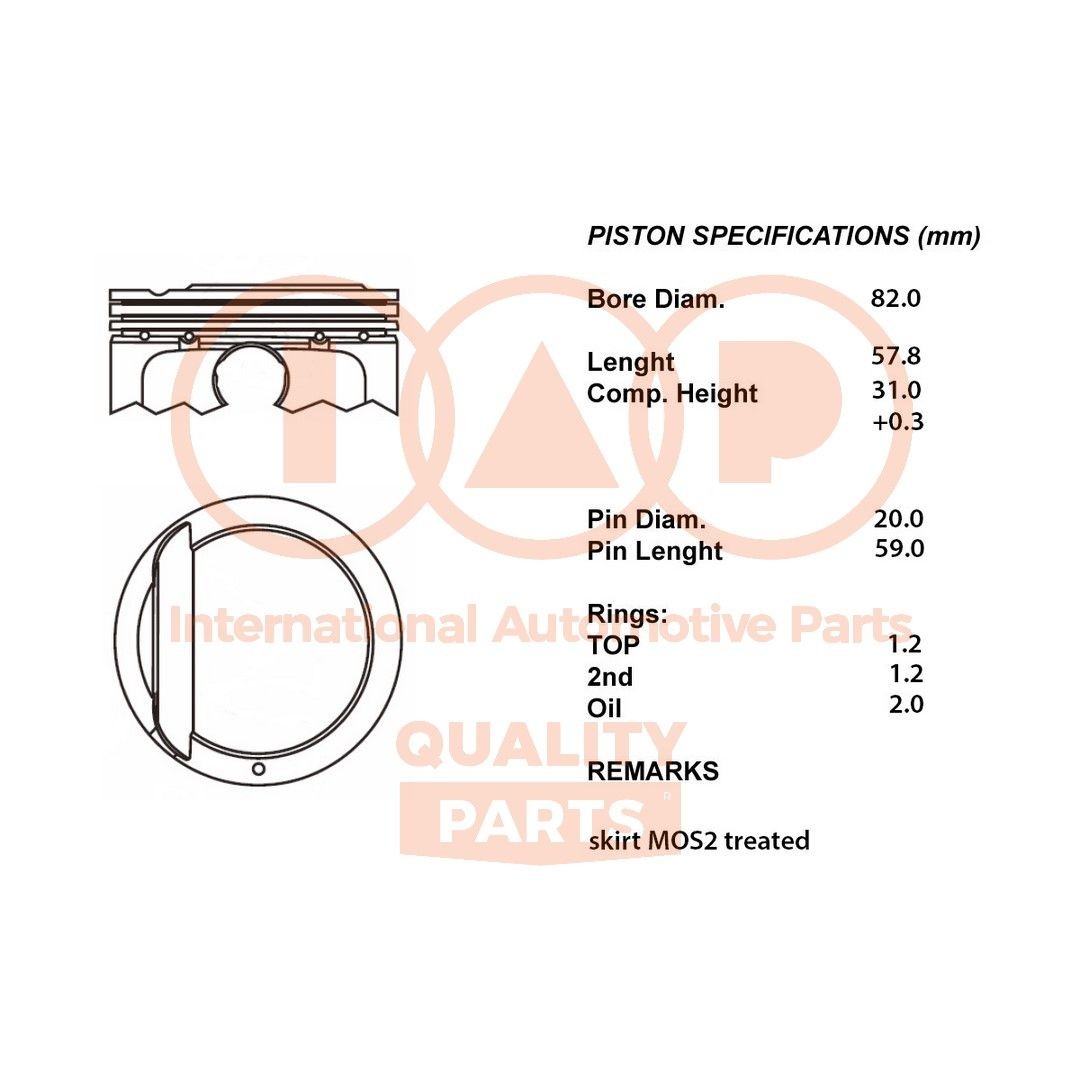 IAP QUALITY PARTS Zuiger 100-07074 IAP QUALITY PARTS 100-07074 Motorzuiger Fiat FREEMONT goedkoop