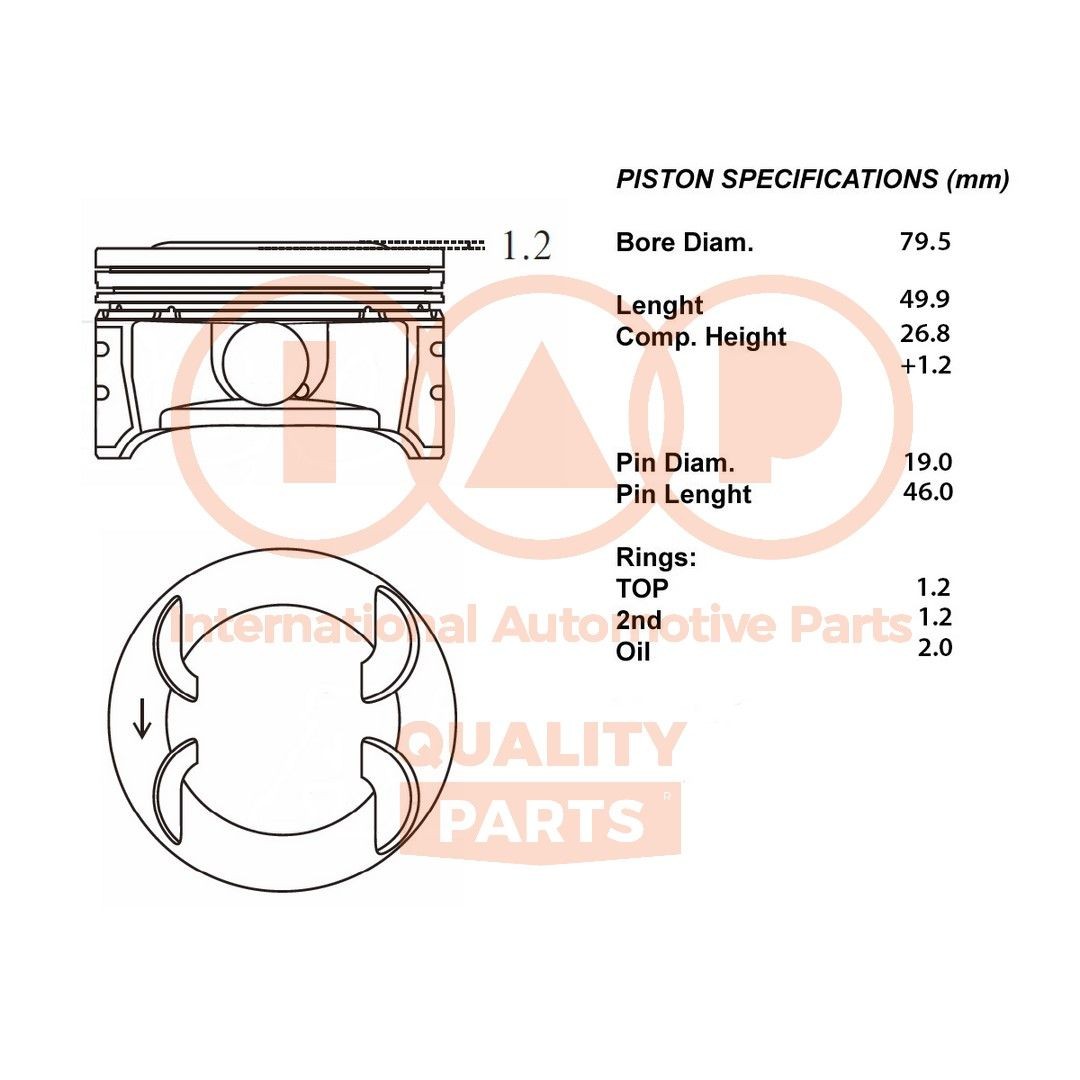 IAP QUALITY PARTS Stempel 100-20101 IAP QUALITY PARTS Motor stempel OPEL 100-20101