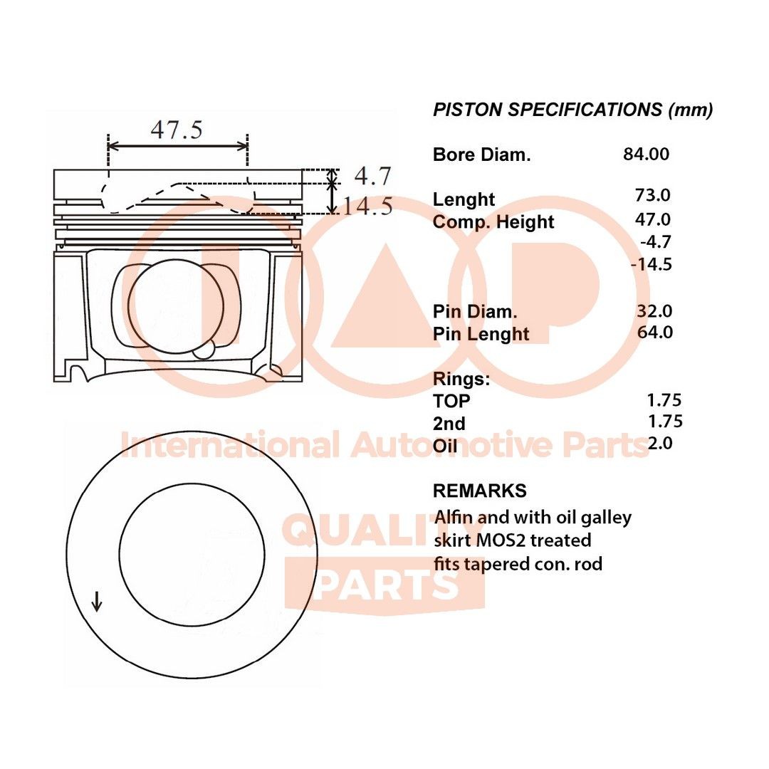 IAP QUALITY PARTS Zuiger 100-51052 IAP QUALITY PARTS 100-51052 Motorzuiger Renault KOLEOS originele