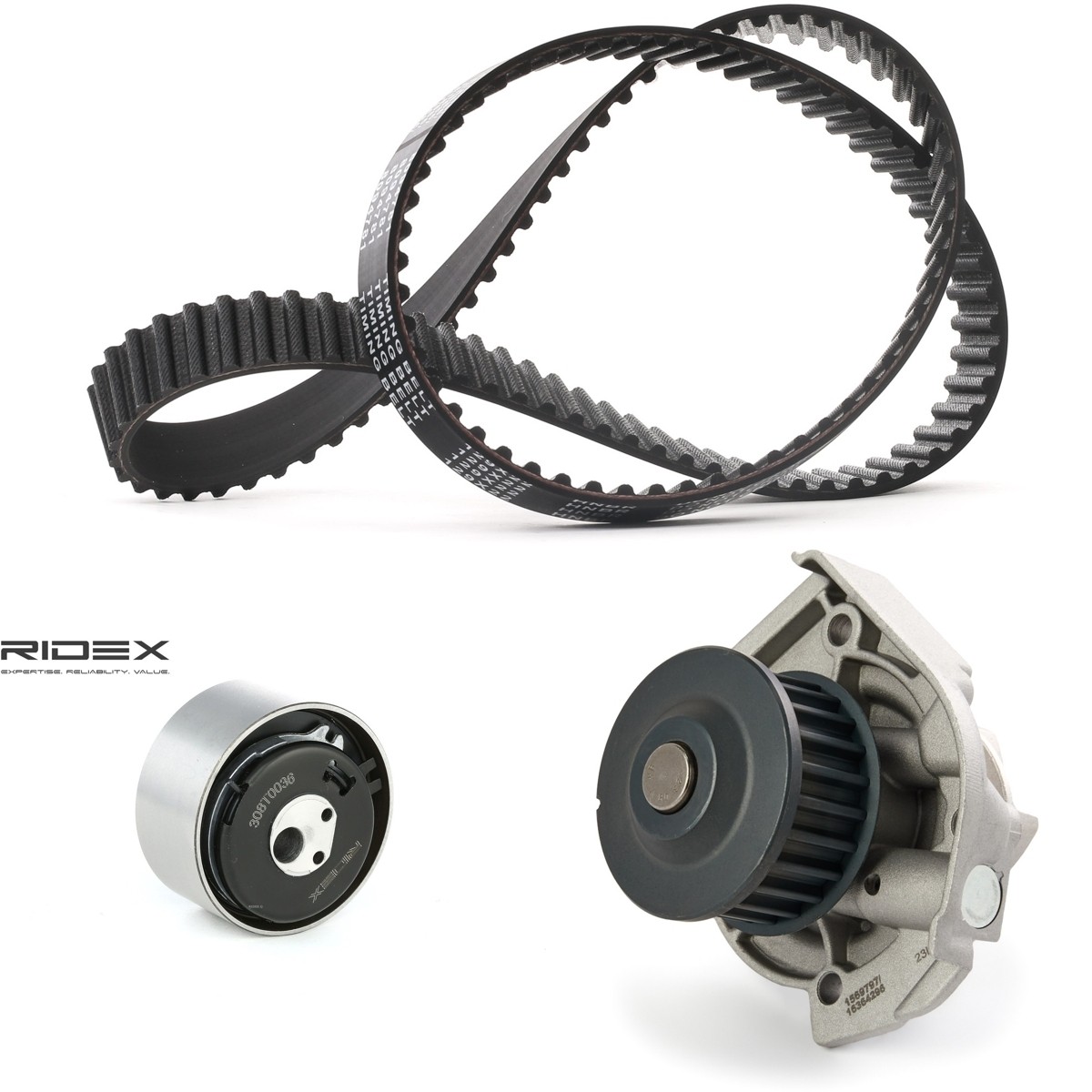 RIDEX Kit de distribution + pompe à eau 3096W0733 Ford ESCORT Kit complet de distribution RIDEX 3096W0733