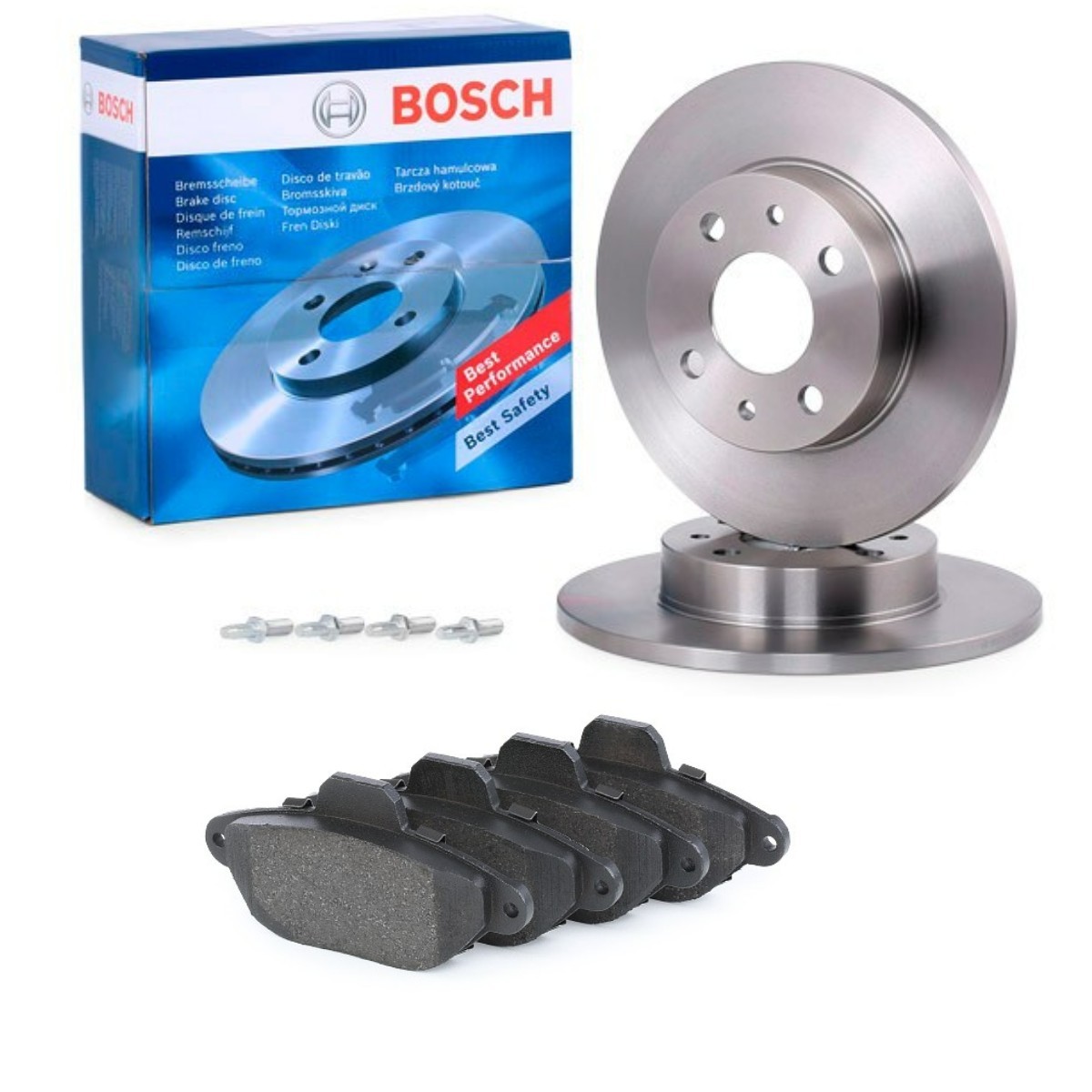 Bremseskiver og -klosser BOSCH BSH3405N0062 BOSCH BSH3405N0062 Bremseskiver og klosser foran og bak Ford KA 2001