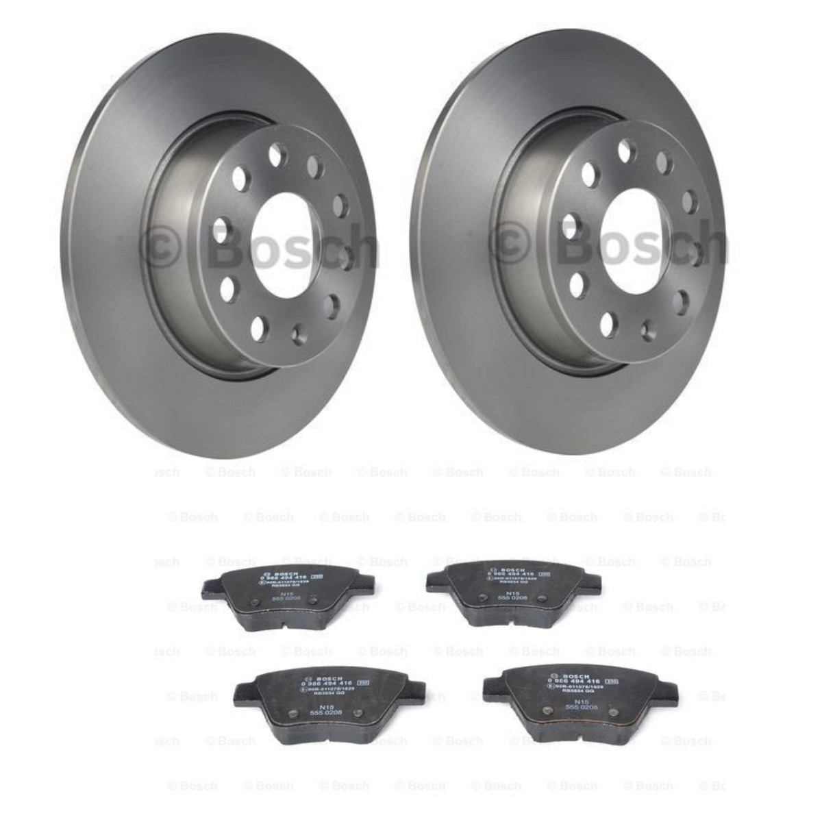 BOSCH Kit de travões BSH3405N0110 Discos e pastilhas de travão BOSCH Volkswagen TOURAN BSH3405N0110