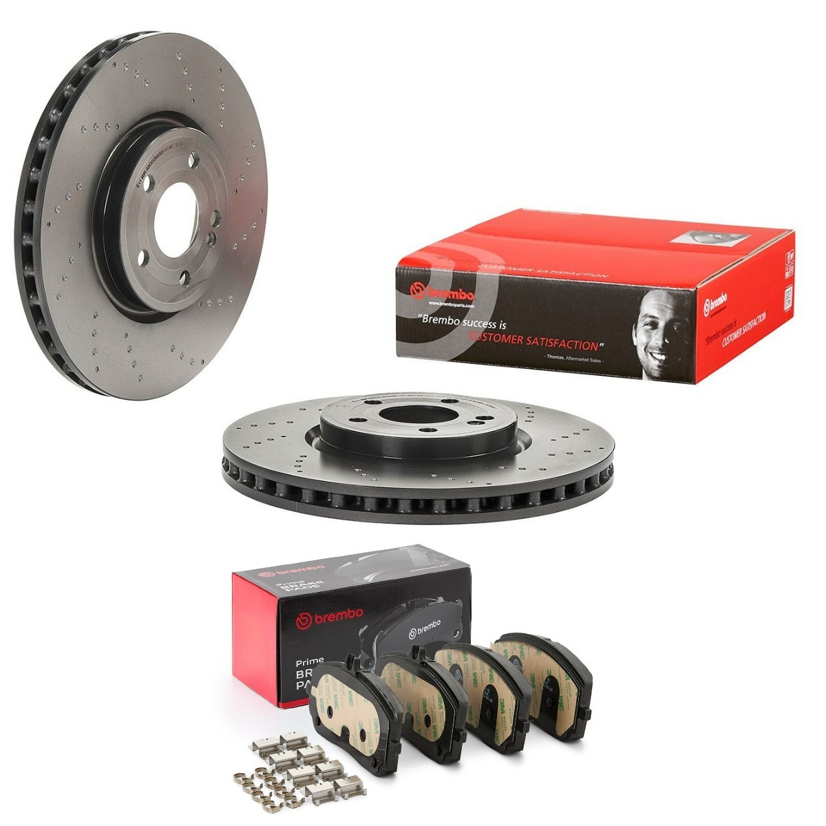 BREMBO Bromssats, skivbroms BRB3405N0394 BREMBO BRB3405N0394 Bromsskivor och bromsbelägg Mercedes W177 fram och bak