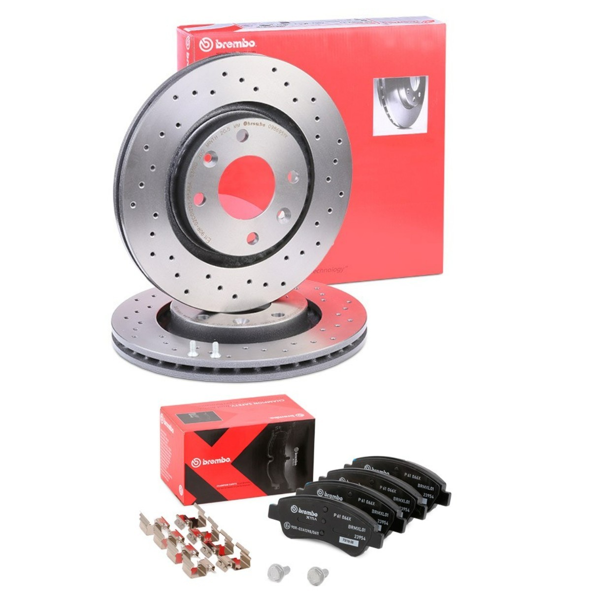 Bremseskiver og -klosser BREMBO BRB3405N0407 BREMBO Xtra BRB3405N0407 Bremseskiver og klosser foran og bak Peugeot 307 2022