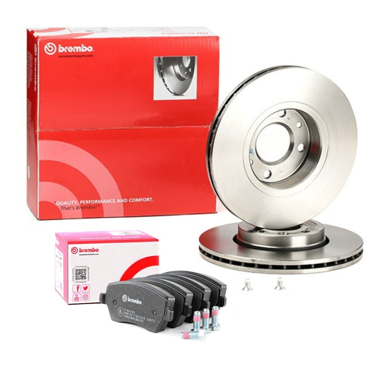 Σετ φρένων, δισκόφρενα BREMBO BRB3405N0470 BREMBO Prime BRB3405N0470: Σετ φρένων τακακια και δισκοπλακες Renault KANGOO 1999