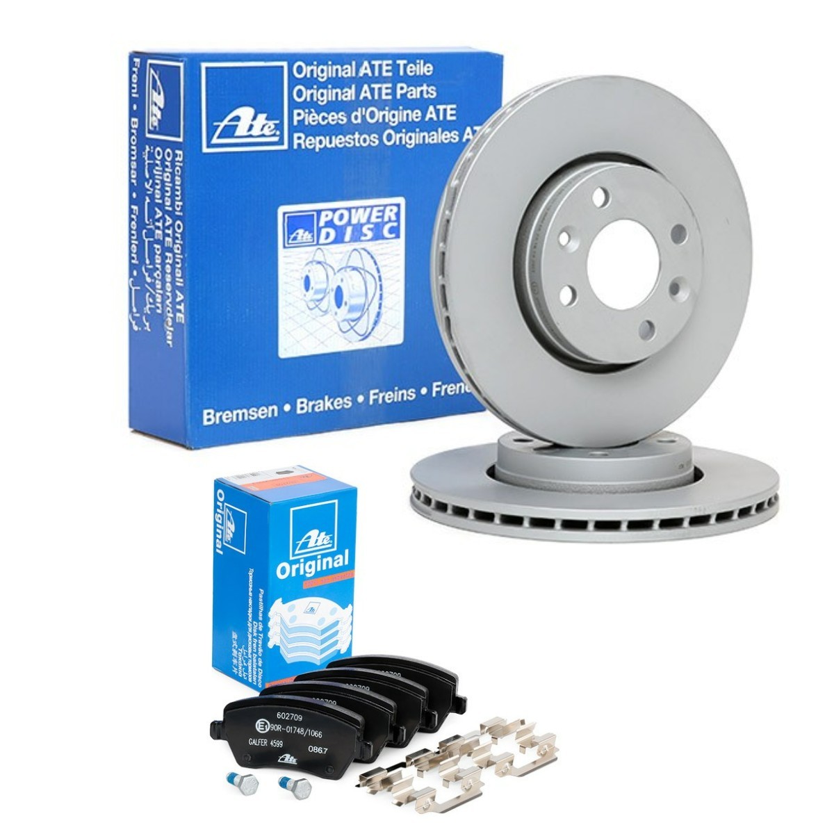 ATE Bremseskiver og -klosser ATE3405N0014 ATE ATE3405N0014 originale Bremsesett Renault Kangoo 2 Express hva koster