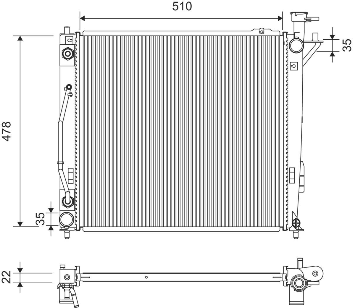 Radiators, Motora dzesēšanas sistēma VALEO 701363 VALEO 701363: Dzesēšanas radiatori Hyundai SANTA FE 2015