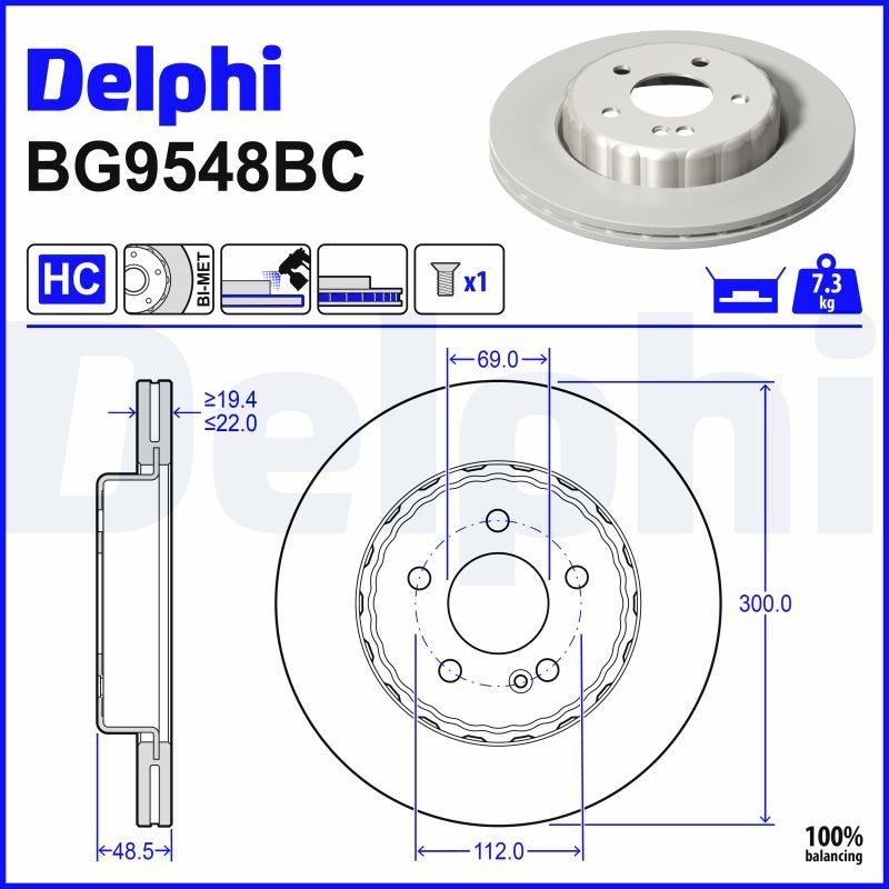 DELPHI Brzdový kotouč BG9548BC DELPHI BG9548BC Športové brzdové kotúče Mercedes S213 All Terrain cena