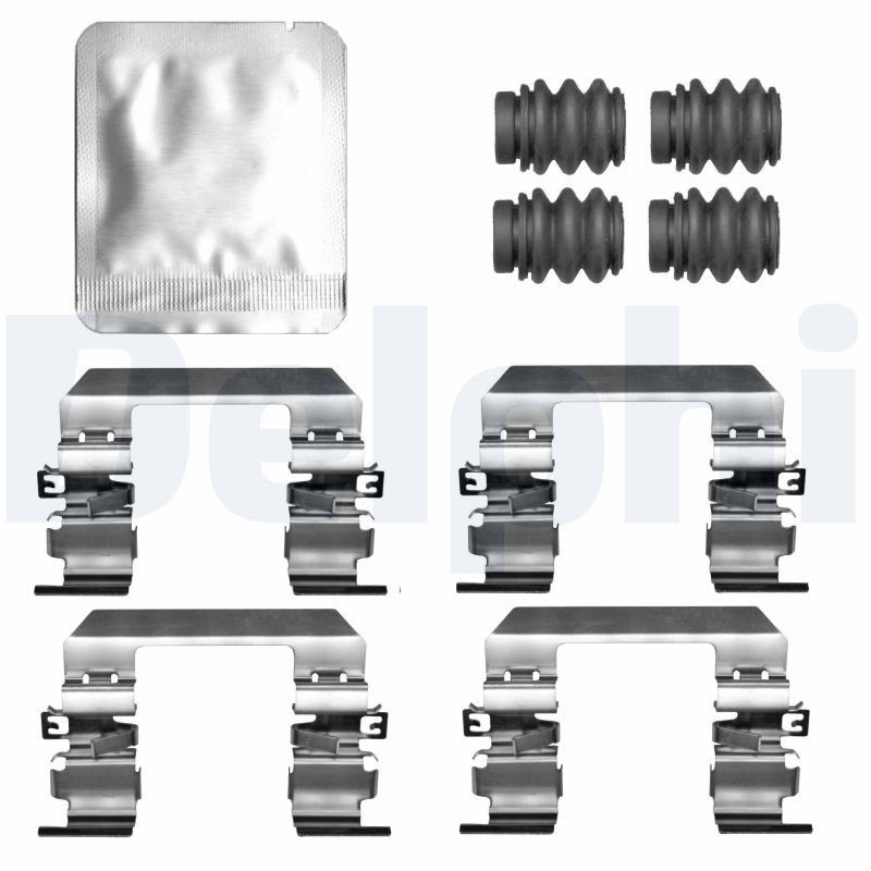 DELPHI Σετ βοηθ. εξαρτημάτων, τακάκια φρένων LX0823 DELPHI LX0823 Σετ βοηθ. εξαρτημάτων, τακάκια φρένων KIA Sorento IV (MQ4) σε χαμηλές τιμές