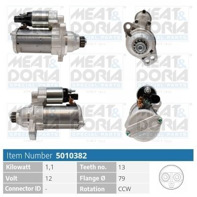 Motorino avviamento MEAT & DORIA 5010382 MEAT & DORIA 5010382 Motorino di avviamento Volkswagen UP 2011