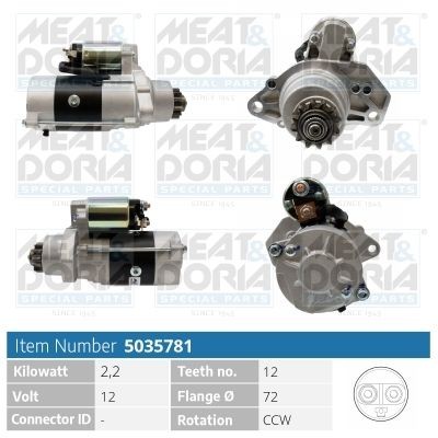 Startmotor MEAT & DORIA 5035781 MEAT & DORIA 5035781: Starter voor de motor Nissan X-TRAIL 2001