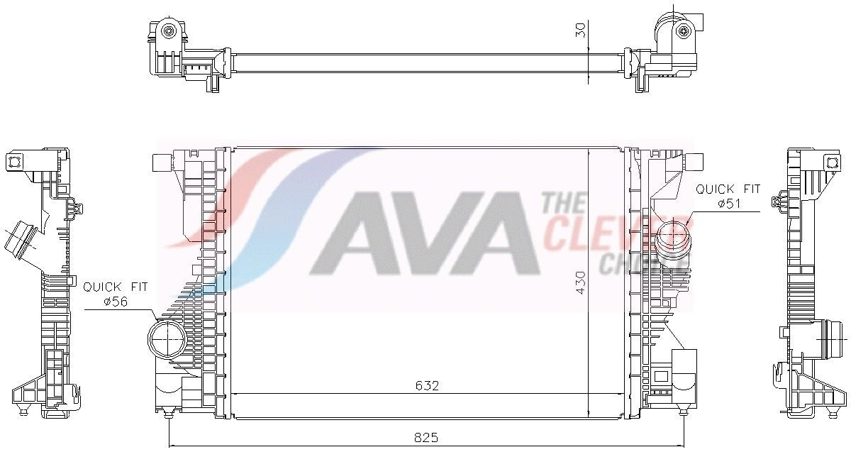 AVA COOLING SYSTEMS Intercooler MS4808 MS4808 AVA COOLING SYSTEMS Ladeluftkøler Mercedes-Benz billig
