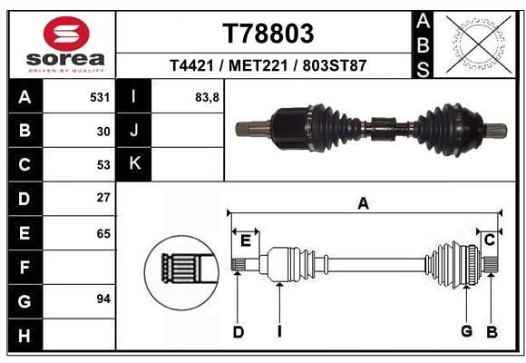 EAI Vetoakseli T78803 T78803 EAI Vetoakseli MERCEDES-BENZ G-sarja