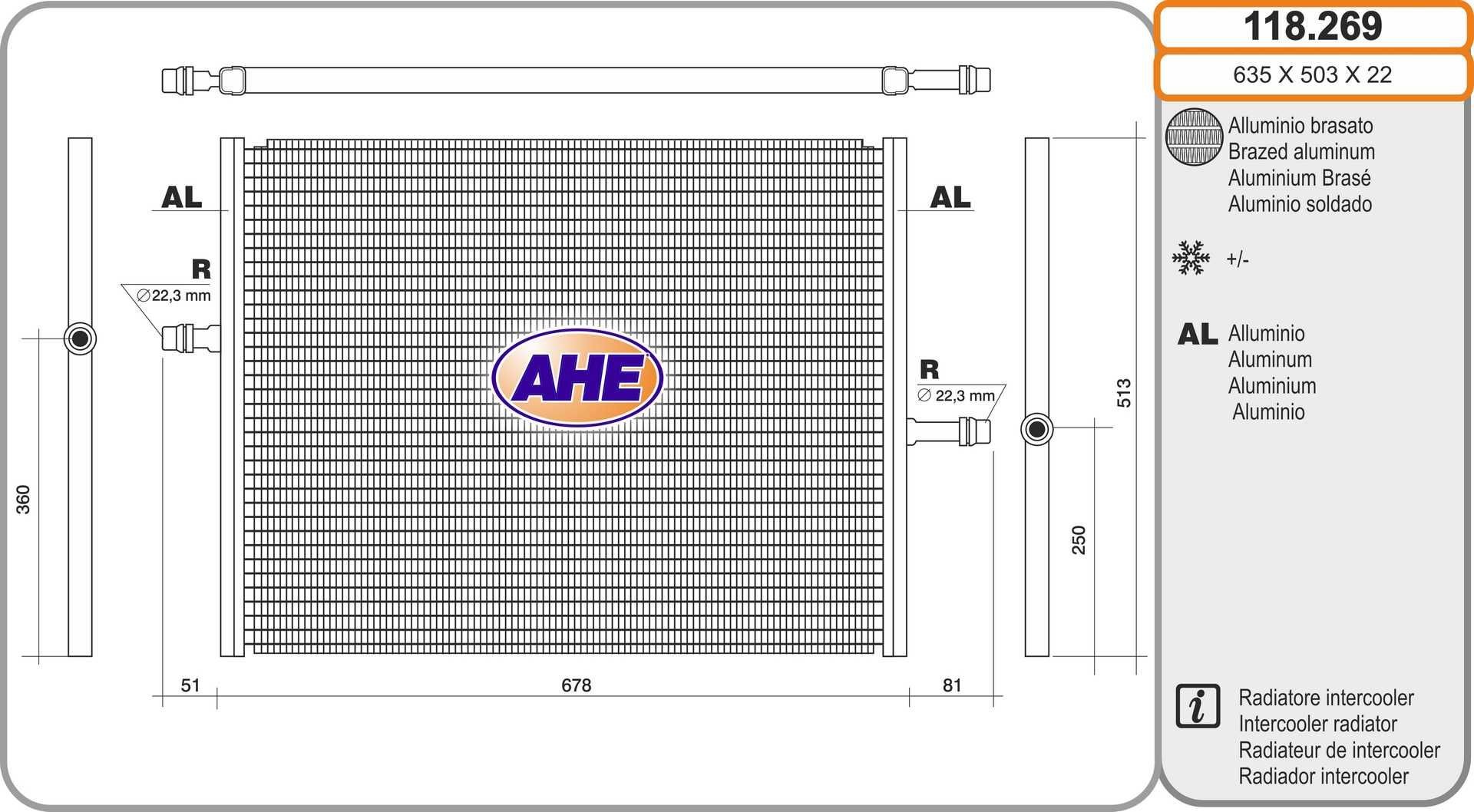 AHE Radiator, motorkjøling 118.269 Radiator AHE MERCEDES-BENZ 118.269