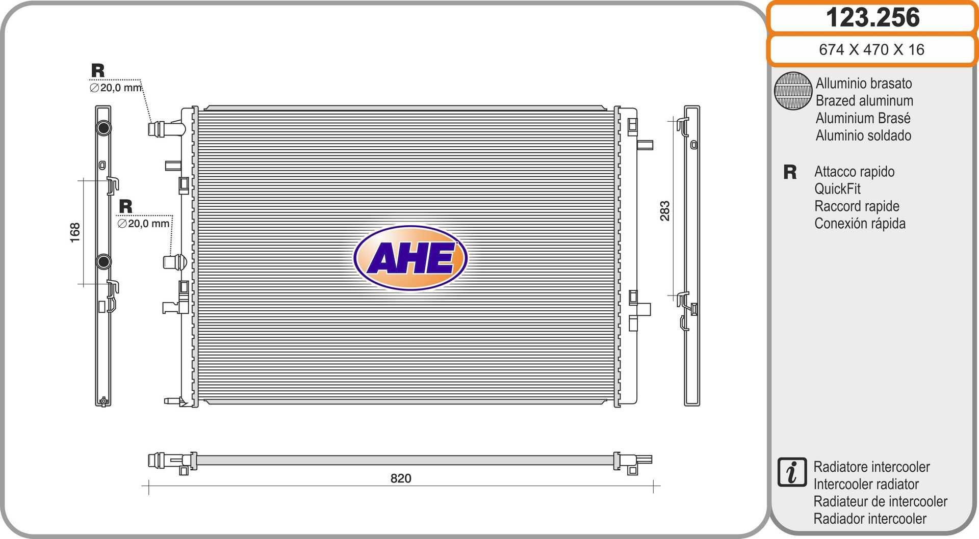 AHE Radiator, motorkjøling 123.256 123.256 Radiator motor RENAULT MEGANE AHE