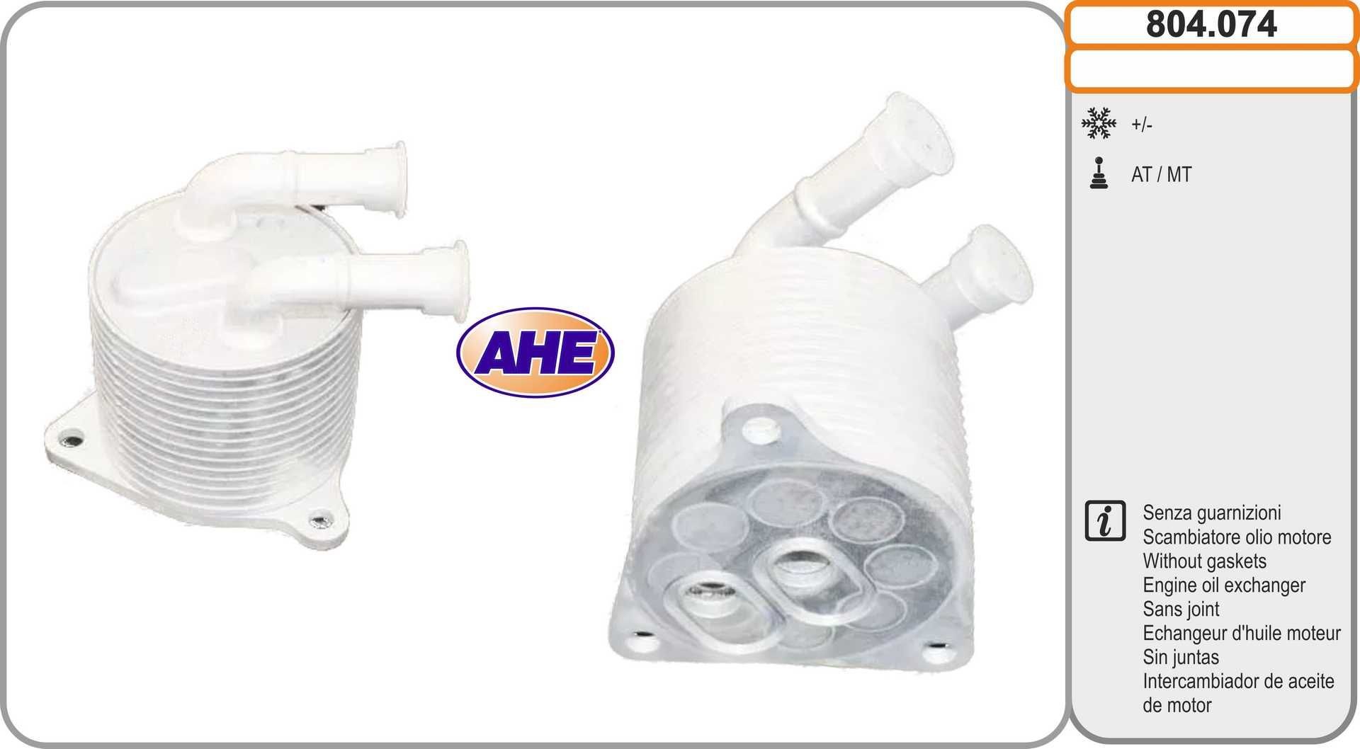 AHE Chladič motorového oleja 804.074 804.074 Olejový chladič AHE KIA CEE'D