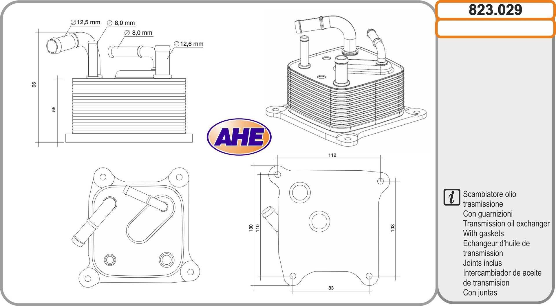 AHE Oliekoeler 823.029 Renault KANGOO Olie-koeler AHE 823.029