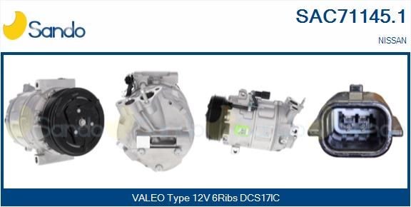SANDO Klimakompressor SAC71145.1 Kompressor klimaanlæg NISSAN SANDO SAC71145.1