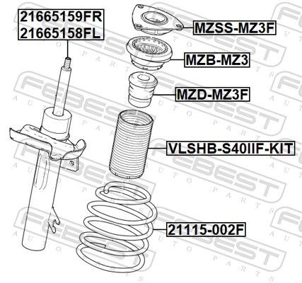 FEBEST Molle ammortizzatori 21115-002F 21115-002F FEBEST Molle di sospensione Volkswagen prezzo