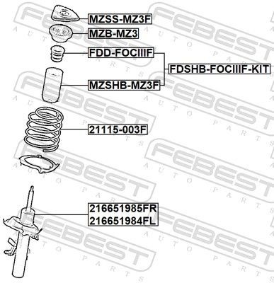 FEBEST Ελατήρια ανάρτησης 21115-003F Ελατήρια ανάρτησης FEBEST Opel ZAFIRA 21115-003F