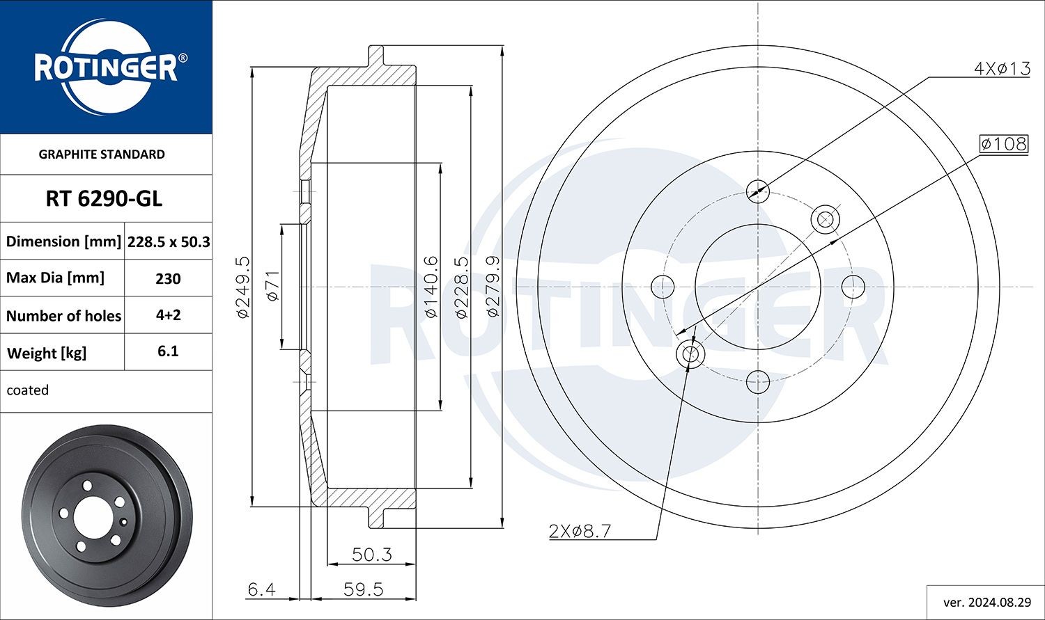 ROTINGER Bromstrumma RT 6290-GL MAZDA trumbroms ROTINGER RT 6290-GL