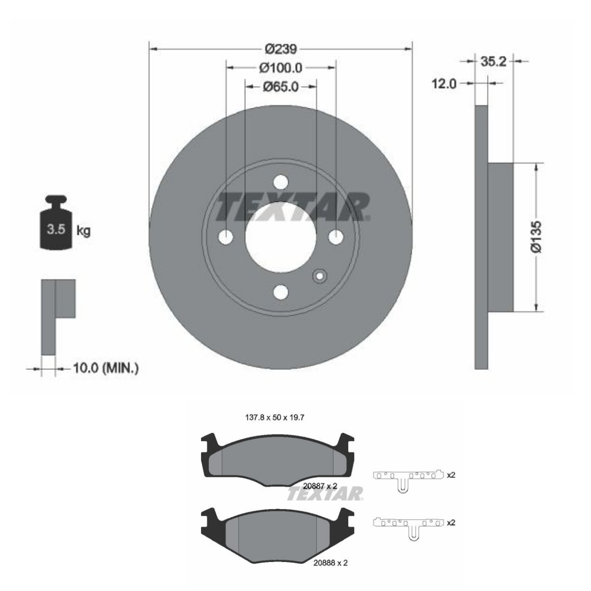 Kit de travões TEXTAR TXR3405N0008 TEXTAR PRO TXR3405N0008: Kit travões Seat CORDOBA 2000