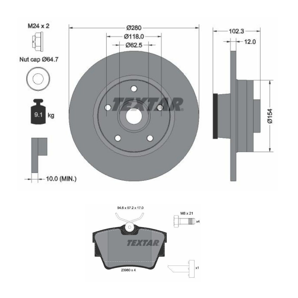 Brake discs and pads set TEXTAR TXR3405N0017 TEXTAR PRO TXR3405N0017 OPEL VIVARO 2013 brake discs and pads price