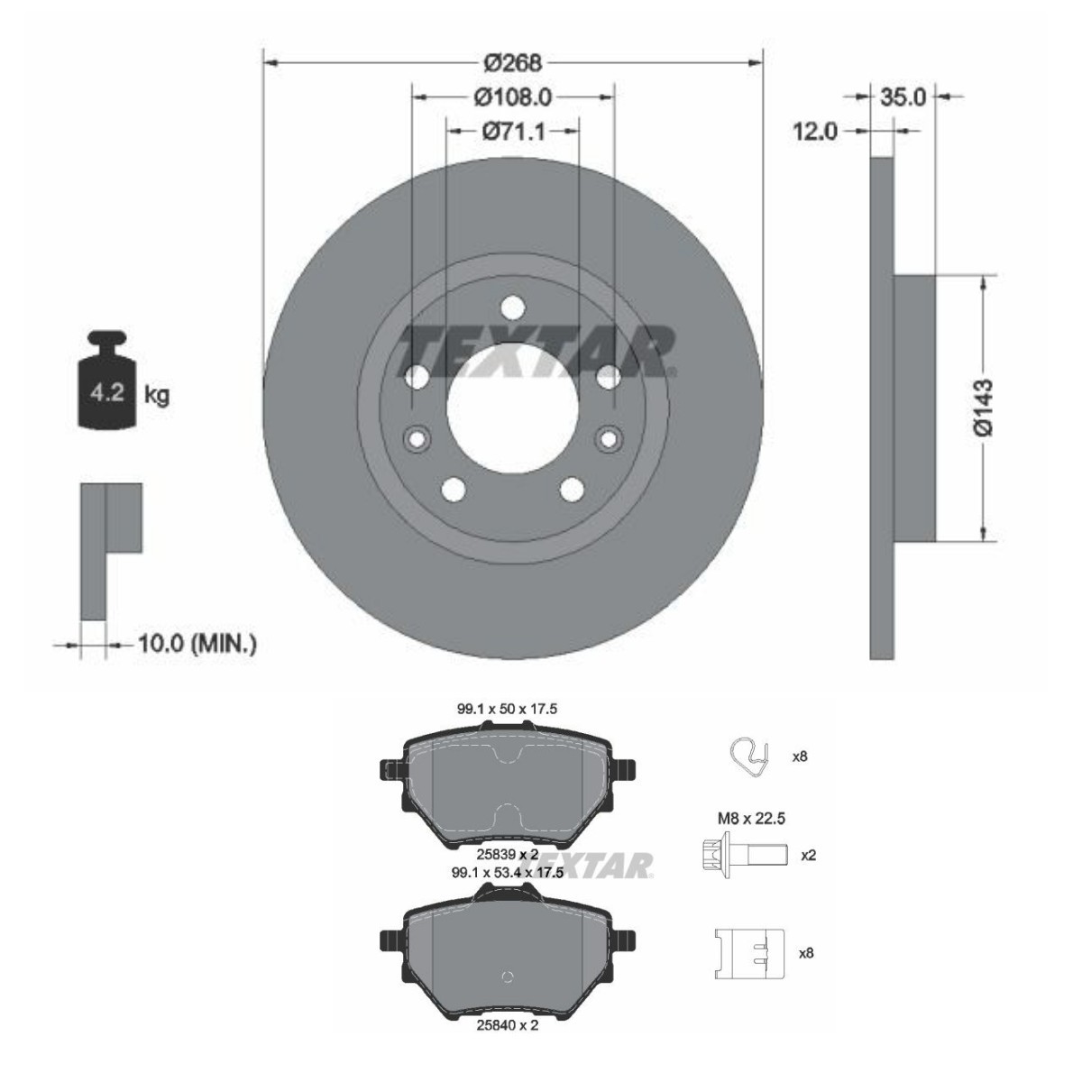 Disques et plaquettes de freins TEXTAR TXR3405N0029 TEXTAR TXR3405N0029 Disque et plaquette de frein avant et arrière Citroën C4 2021